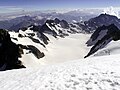 View from Summit of Dôme de Neige des Écrins down to Glacier Blanc