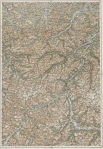 eine alte Karte mit Lech, talwärts Warth und Steeg, mountains Lechtaler Alpen
