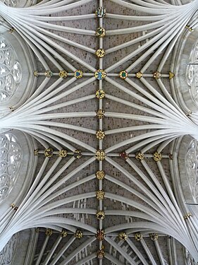 Grey ribbed vault, Exeter Cathedral St. Peter, UK