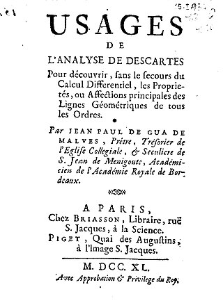 <span class="mw-page-title-main">Jean Paul de Gua de Malves</span> French mathematician