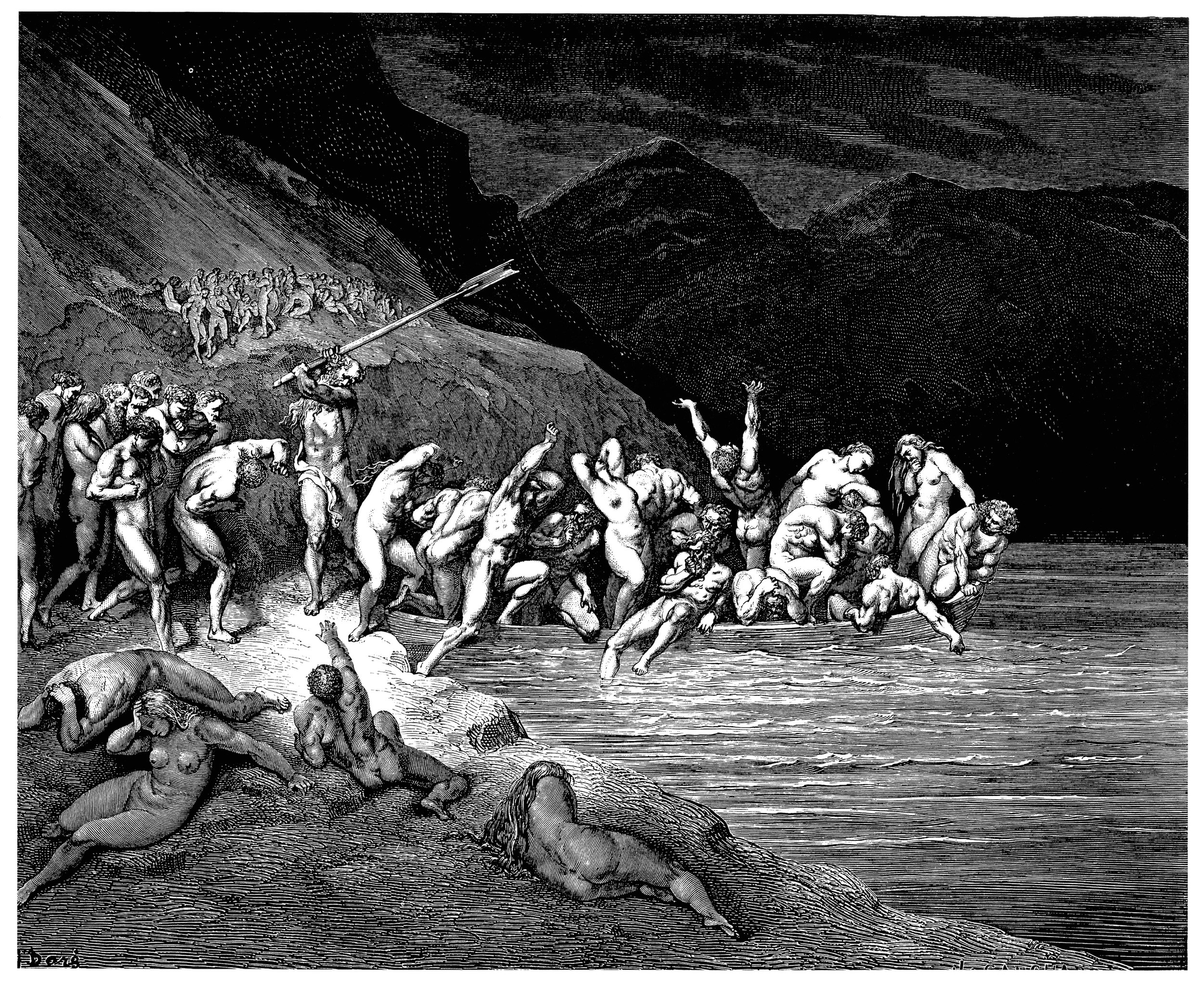 File:Gustave Doré - Dante Alighieri - Inferno - Plate 10 (Canto III -  Charon herds the sinners onto his boat).jpg - Wikipedia
