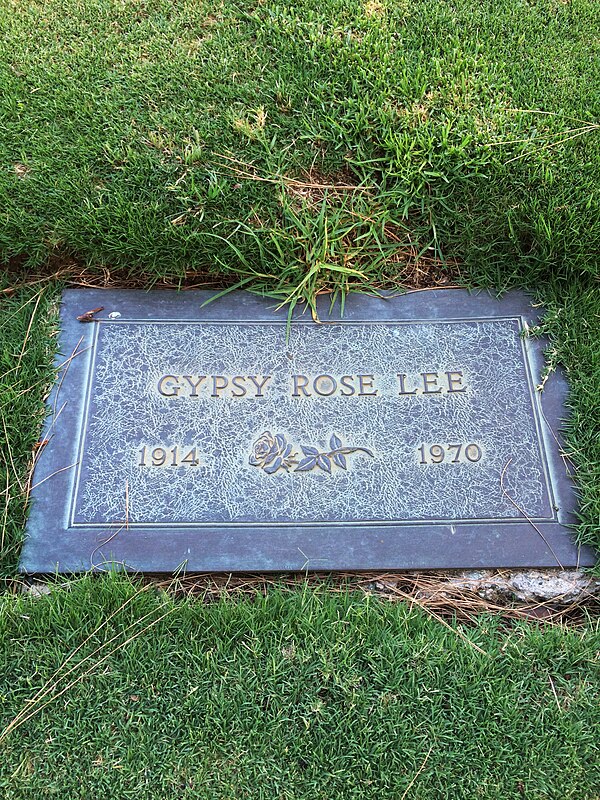 Grave of Gypsy Rose Lee at Inglewood Park Cemetery (with wrong year of birth)