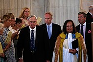 The Duke in 2018 visiting the National Churches Trust HRH the Duke of Gloucester, Rev Canon Tricia Hillas (29448169968).jpg