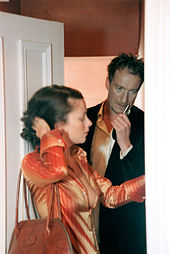Mulberry A/W 2001, Bond's photograph depicts Anna Friel and David Thewlis, who were reported to have been paid PS50,000 to appear in the campaign. Henry Bond for Mulberry.jpg