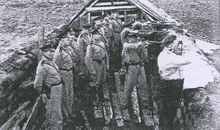 Officers of the defence force in a trench on Vadlaheidi in 1940 Icelandic Army 1940-2.png