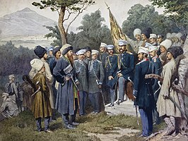 El imán Shamil se rindió al conde Baryatinsky el 25 de agosto de 1859 por Kivshenko, Alexei Danilovich.jpg