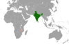 Location map for India and Malawi.