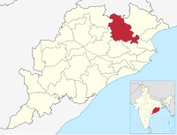 मानचित्र जिसमें केन्दुझर ज़िलाKendujhar districtକେନ୍ଦୁଝର ଜିଲ୍ଲା हाइलाइटेड है