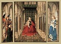 Jan van Eyck - Üçlü Meryem ve Çocuk, St. Michael ve Catherine - Google Art Project.jpg