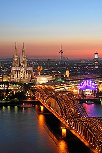 Panorama of Cologne at night