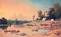 Winnipeg Nehri kıyısında kamp, ​​Manitoba (1846)