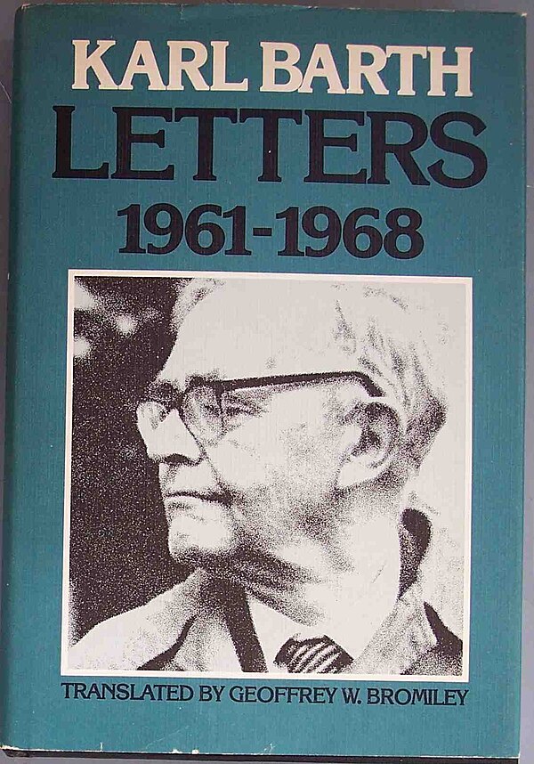 Photo of Barth on the jacket cover of Karl Barth Letters