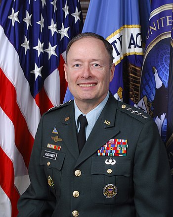 Official portrait of NSA director Keith B. Ale...
