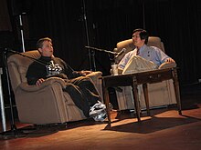 Ladd Ehlinger Jr (left) at the 2007 Waterloo Festival for Animated Cinema, talking about his film Flatland Ladd Ehlinger Jr at WFAC.jpg