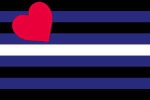The Leather Pride flag, a symbol for the leather subculture, which was designed by Tony DeBlase in 1989 Leather, Latex, and BDSM pride - Light.svg