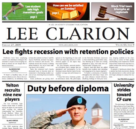 Lee University's student newspaper, the Lee Clarion, is published during the academic school year.