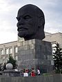 Lenin's head dominates the Soviet Square in Ulan-Ude