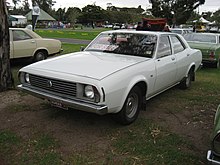The base model P76 Deluxe was differentiated from the higher specification models by the use of two rather than four headlights Leyland P76 Deluxe.jpg