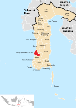 Elhelyezkedés Dél-Sulawesi-n belül