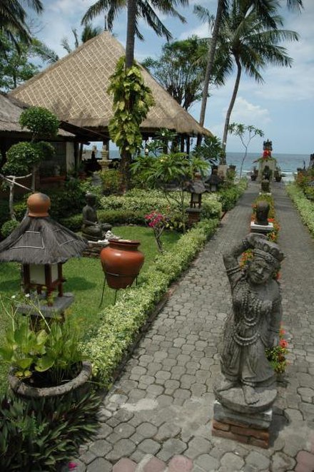 Lush resort garden, Senggigi, Lombok.