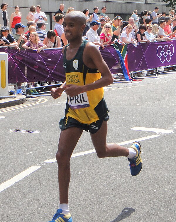 Lusapho April in men's marathon