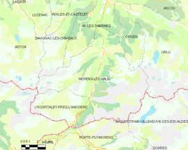 Mapa obce Mérens-les-Vals