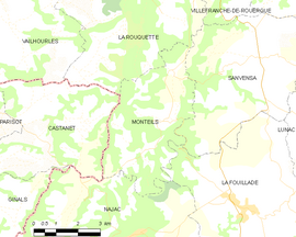 Mapa obce Monteils