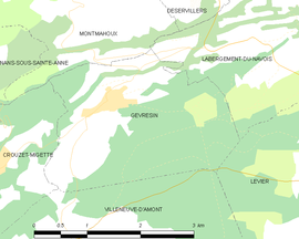 Mapa obce Gevresin
