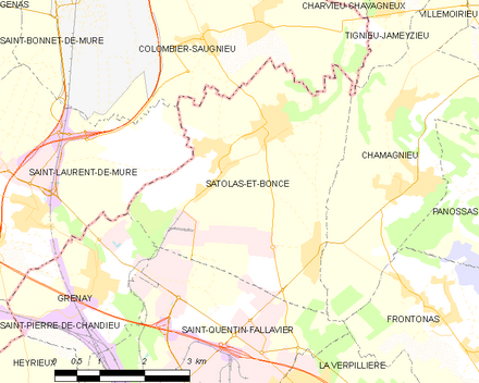 Carte des communes limitrophes