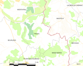 Mapa obce Thézac