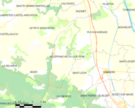 Mapa obce Villefranche-du-Queyran