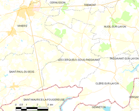 Mapa obce Les Cerqueux-sous-Passavant