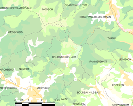 Mapa obce Bourbach-le-Haut