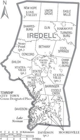 Kaart van Iredell County