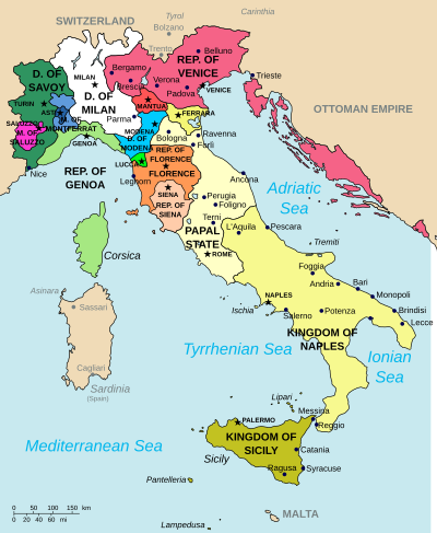 States of Italy in 1494. Map of Italy (1494)-en.svg