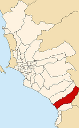 Location of the district in the province of Lima