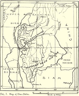 Shan States historic (1885-1948) name for Minor Kingdoms (analogous to Princely state of British India) ruled by Saopha (similar to Thai royal title Chao Fa Prince/Princess) in areas of todays Burma, China, Laos and Northern Thailand from c.1215 to c.1959