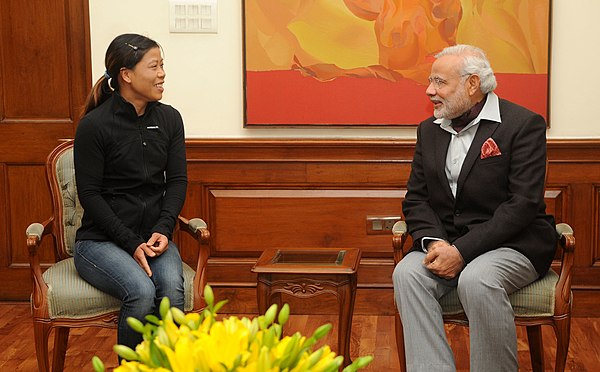 Mary Kom during an interaction with the Prime Minister of India