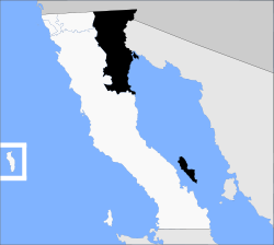 Location o Mexicali in Baja California.