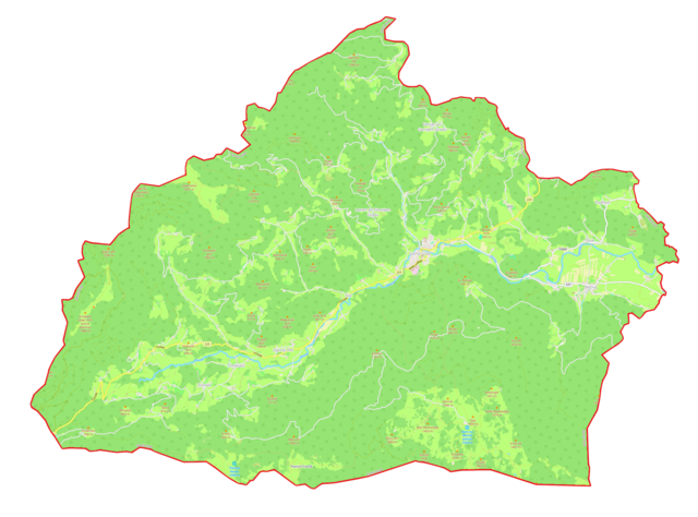 Mapa konturowa gminy Gornji Grad, blisko centrum na prawo znajduje się punkt z opisem „Gornji Grad”