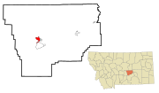 Thumbnail for File:Musselshell County Montana Incorporated and Unincorporated areas Camp Three Highlighted.svg