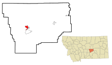 Aree incorporate e non incorporate della contea di Musselshell nel Montana Camp Three Highlighted.svg