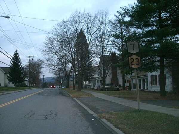 Old shields on NY 7 and NY 23 in Oneonta