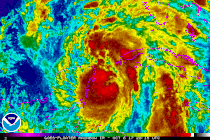 Rainbow infrared satellite loop of Hurricane Nate entering the Gulf of Mexico on October 7 Nate Rainbow 20171006 2015 UTC.gif