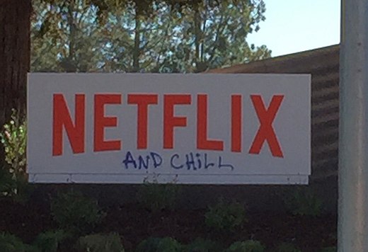 Het bord bij het hoofdkwartier van de firma Netflix in Los Gatos in Californië werd in 2015 al van graffiti met deze term voorzien.
