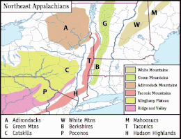 Mountain ranges of New York and the North-East. NortheastAppalachiansMap.gif