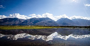 Nubra Valley view with reflection