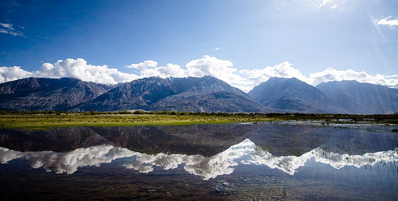Nubra Valley view with reflection