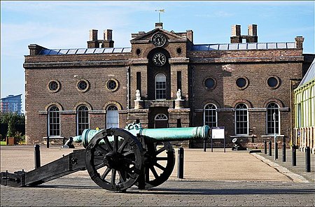 The Old Royal Military Academy, in use 1741-1806. The cadets were taught in the left-hand half of the building, the right providing a board room for the Board of Ordnance Oldmilitaryacademywoolwich.jpg