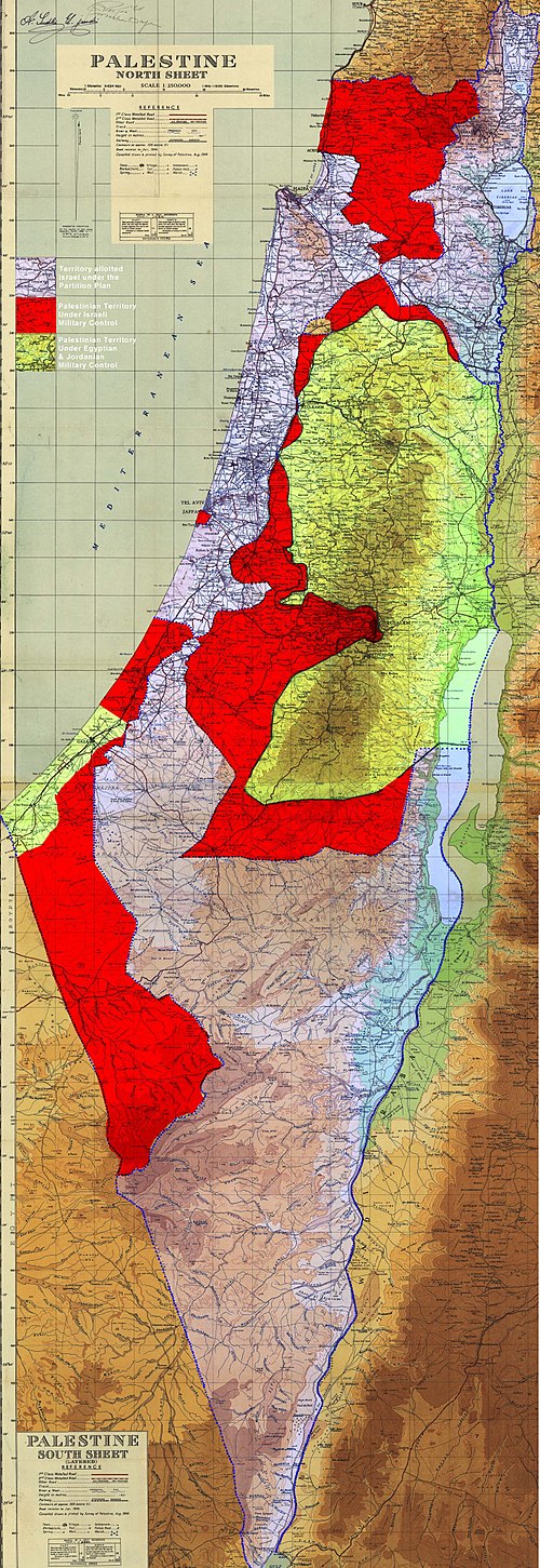 Armistice Demarcation Lines, 1949–1967 Israel, 15 May 1948 Allotted for Arab state, occupied by Egypt Feb 1949/Jordan Apr 1949 Allotted for Arab state